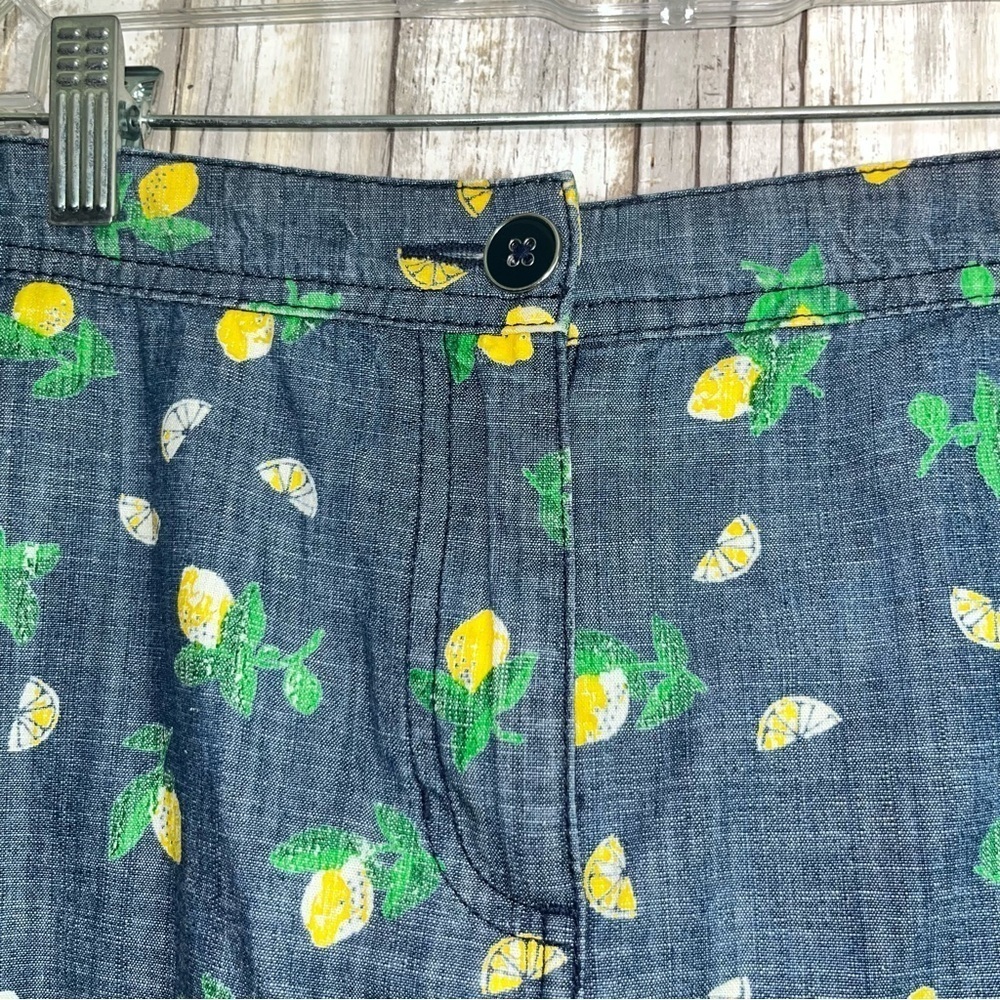 Karen Scott Lemon Print Denim Skort - Picture 5 of 6
